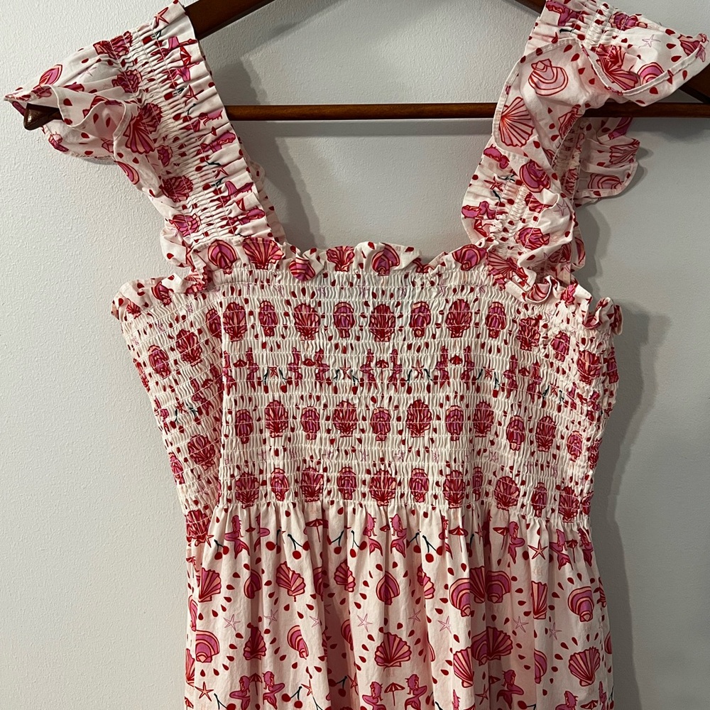 Hill House Pink Seashell and Mermaid Print Midi Dress - Picture 4 of 5